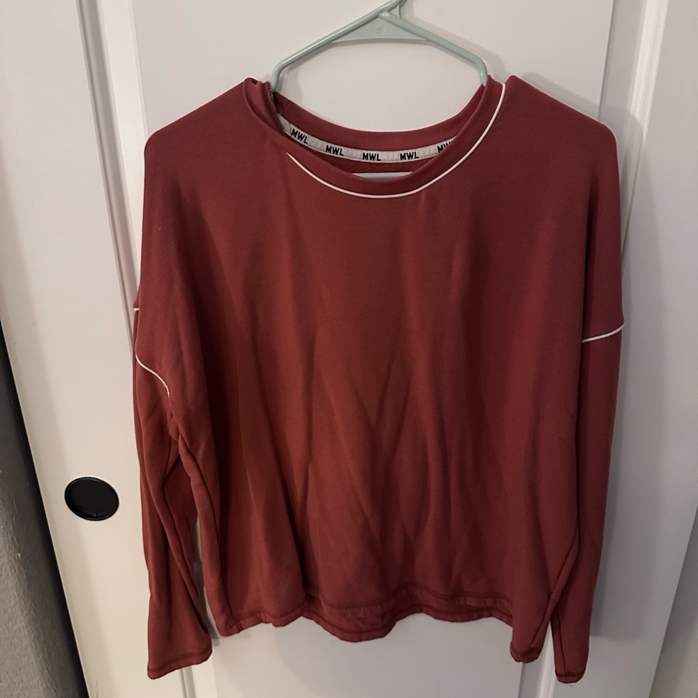 Madewell Women's Rust Red Crewneck Cropped Sweatshirt Size M